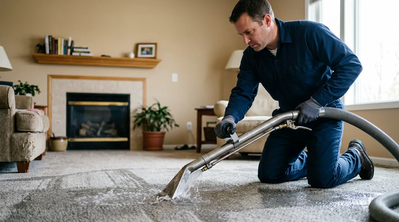 Water damage restoration technician working near Emory, VA